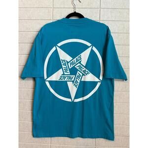 Palace‎ Calm It Mosher T-Shirt Teal Blue Star Logo Graphic Mens M